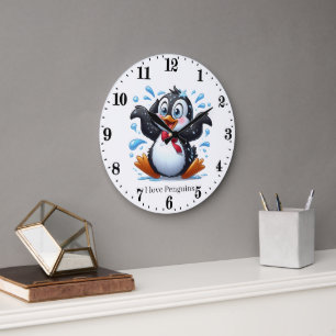 Süße Pinguinliebhaber Arktistier Große Wanduhr