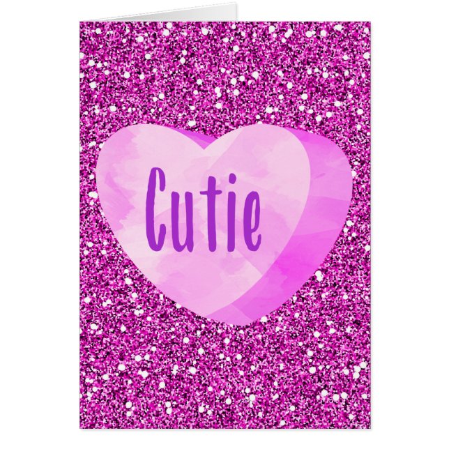 Süsse Pink Candy Heart Fuschia Imitate Glitzer (Vorne)