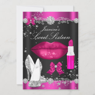 Süße Pink Sparkle Nacht Sweet 16 Einladungen