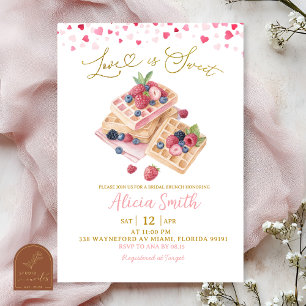 Süße Pink-Valentinstag-Waffel-Brautjungfern-Lunch Einladung