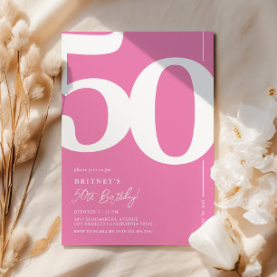 Süße pinke 50. Geburtstagsfeier Einladung
