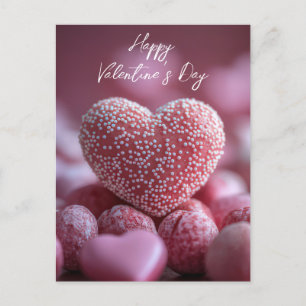 süße pinke Herzen aus Schokolade Valentinstag Postkarte