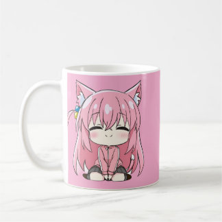 Süße Pinke Kitty Chibi Tasse