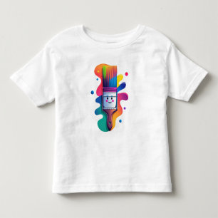 Süße Pinsel-Figur mit farbenfrohen Farbklecksen Kleinkind T-shirt