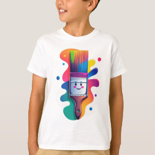 Süße Pinsel-Figur mit farbenfrohen Farbklecksen T-Shirt