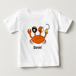 Süße Piratenkrabbe Personalisierte Geburtstagsfeie Baby T-shirt