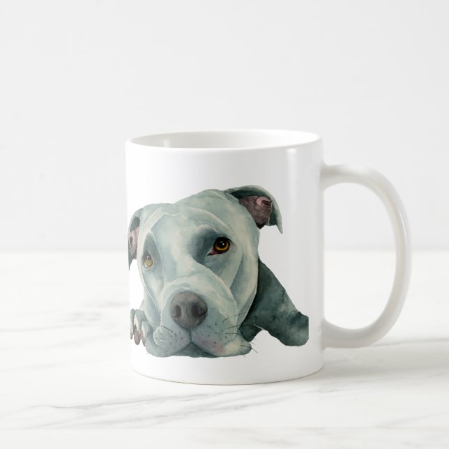 Süße Pitbull-HundeAquarell-Illustration Tasse (Rechts)