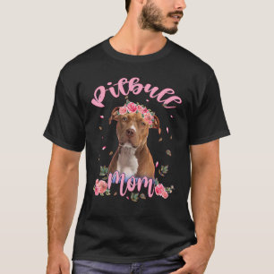 Süße Pitbull-Mama-Blumen-Hund-Frauen T-Shirt