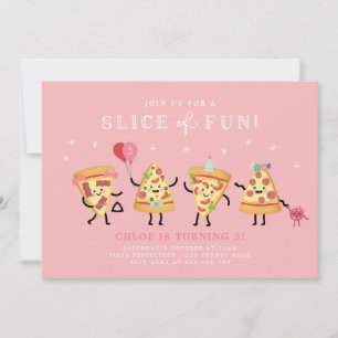 Süße Pizza-Party-Geburtstags-Einladung, ein Stück Einladung
