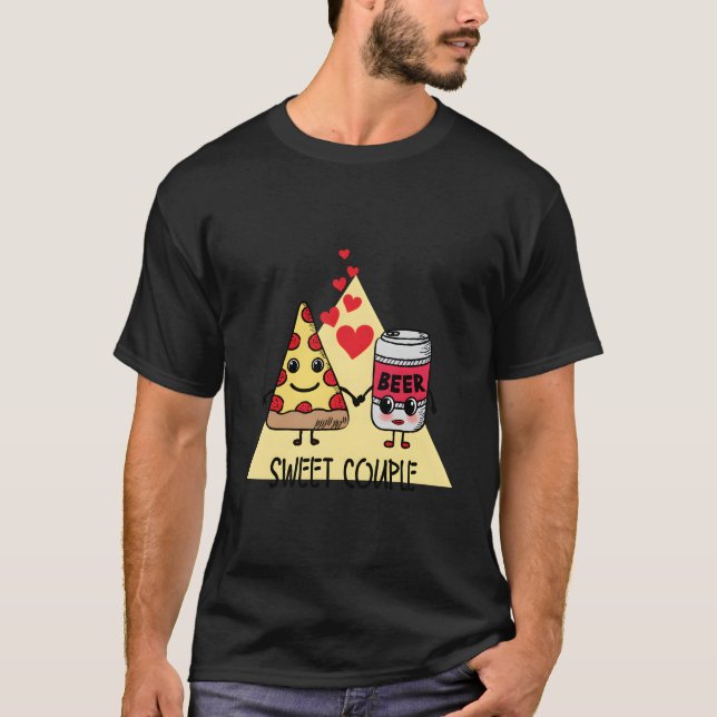 Süße Pizza und Bier T-Shirt (Vorderseite)