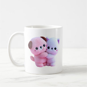 Süße Plüsch-Hunde- und Katzenfreunde Kaffeetasse