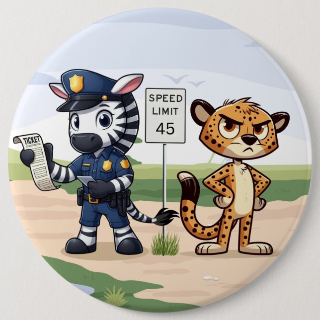 süße Polizei Zebra & Gepard Button (Vorderseite)