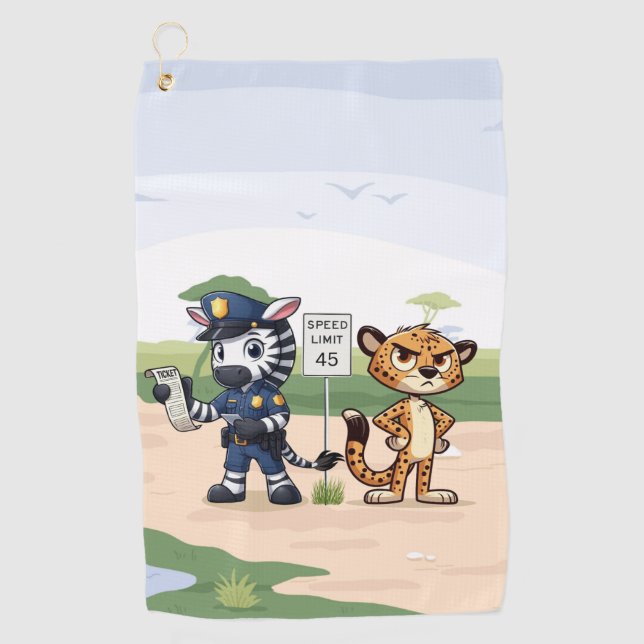süße Polizei Zebra & Gepard Golfhandtuch (Vorderseite)
