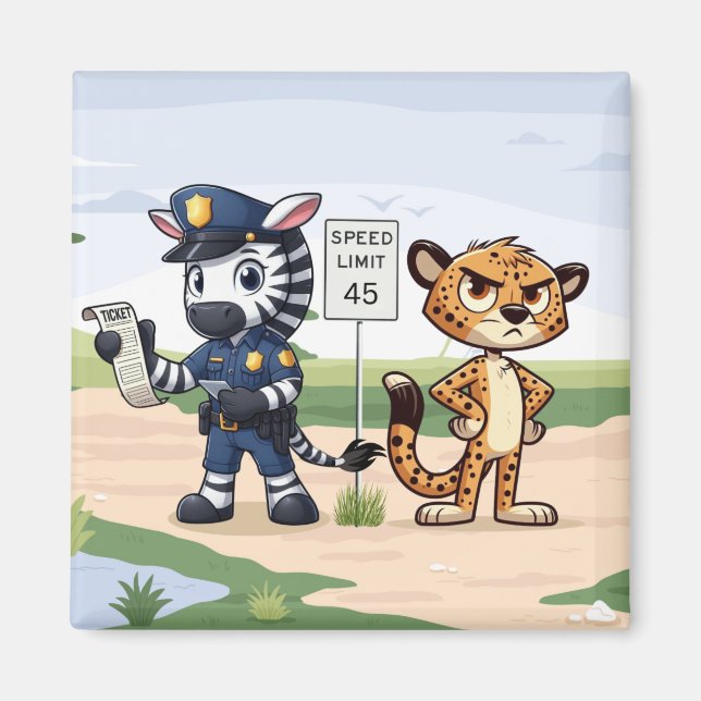 süße Polizei Zebra & Gepard Magnet (Vorne)