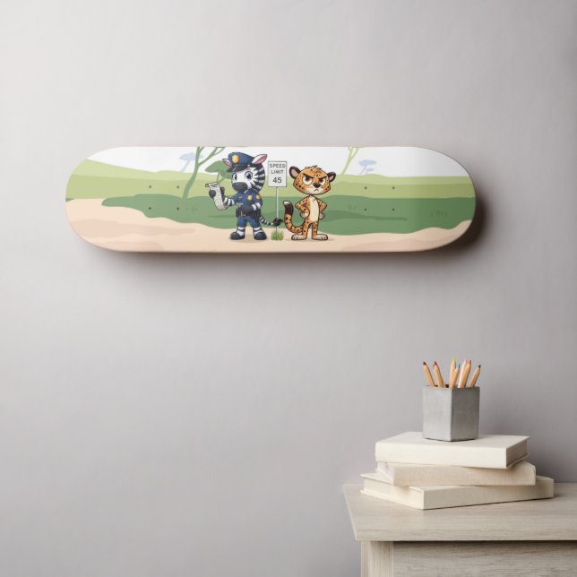 süße Polizei Zebra & Gepard Skateboard (Wandkunst (Horz))