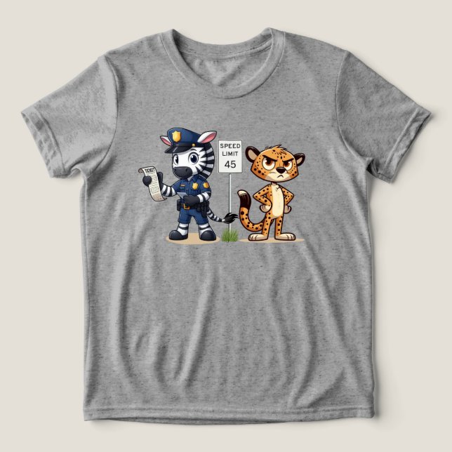 süße Polizei Zebra & Gepard Tri-Blend Shirt (Design Vorderseite)