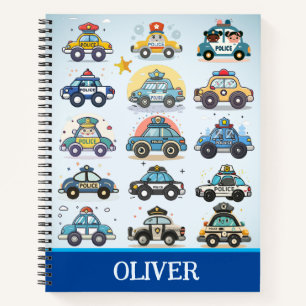 Süße Polizeiautos Muster Personalisiert Notizbuch