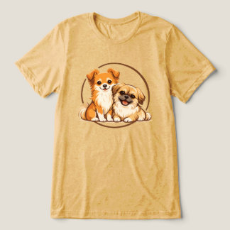 Süße Pomchi- und Pekingese-Hunde-Duo-Illustration Tri-Blend Shirt