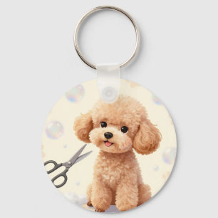 Süße Poodle-Schneid-Bubbles-Schere Schlüsselanhänger