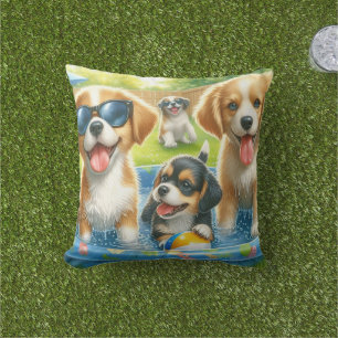 Süße Poolparty-Hunde Liebhaber Kissen