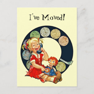 Süße Postkarte Vintage Telefon wählscheibe Familie