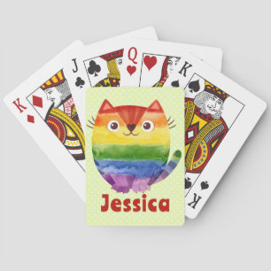 Süße Pride-Kitty-Aquarell-Personalisierung Spielkarten