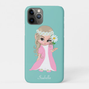 Süße Prinzessin hält eine Blume auf hell türkis Case-Mate iPhone Hülle