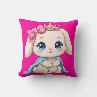 Süße Prinzessin-Hasen-Hot-Pink-Wurfkissen - Kawaii Kissen