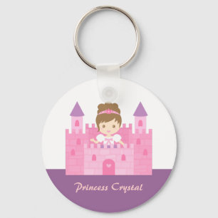 Süße Prinzessin Mädchen in rosa Schloss Märchen Schlüsselanhänger