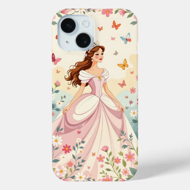 Süße Prinzessin mit Schmetterlingen Case-Mate iPhone Hülle (Rückseite)