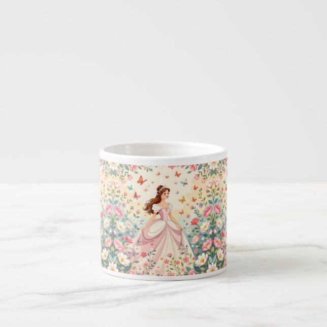 Süße Prinzessin mit Schmetterlingen Espressotasse (Vorderseite)
