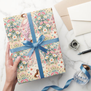Süße Prinzessin mit Schmetterlingen Geschenkpapier