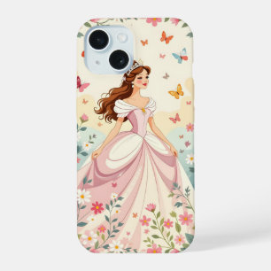 Süße Prinzessin mit Schmetterlingen iPhone 15 Hülle