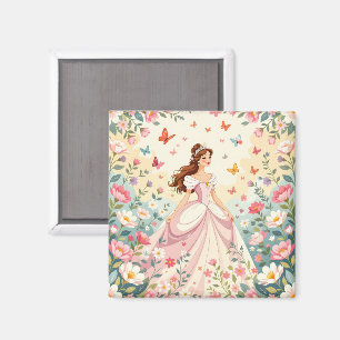 Süße Prinzessin mit Schmetterlingen Magnet