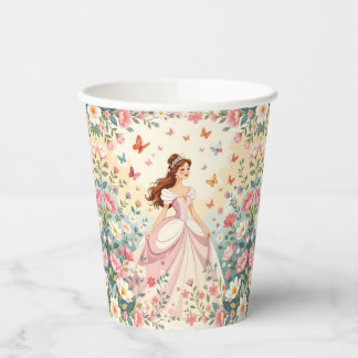Süße Prinzessin mit Schmetterlingen Pappbecher