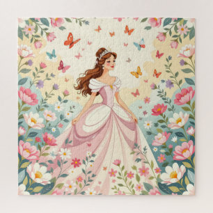 Süße Prinzessin mit Schmetterlingen Puzzle