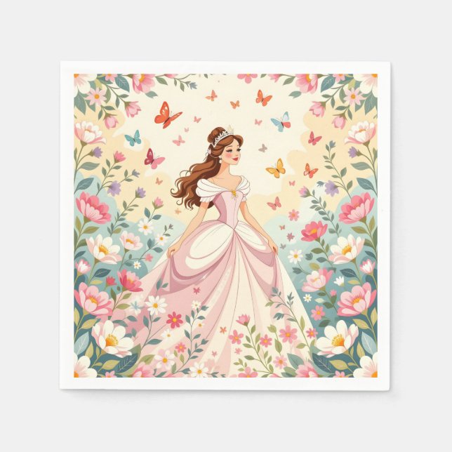 Süße Prinzessin mit Schmetterlingen Serviette (Vorderseite)