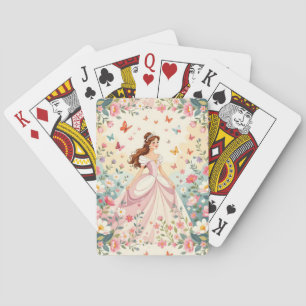 Süße Prinzessin mit Schmetterlingen Spielkarten