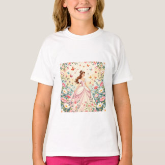 Süße Prinzessin mit Schmetterlingen T-Shirt