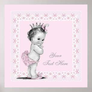 Süße Prinzessin Rosa Vintage Baby Mädchen Poster