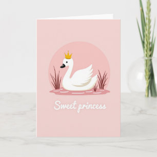 Süße Prinzessin-Schwan-Karte Karte