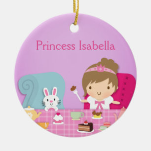 Süße Prinzessin und Häschen-Teeparty Mädchenzimmer Keramikornament