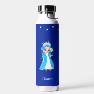 Süße Prinzessin und Sterne auf königsblauer Wasser Trinkflasche