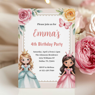 Süße Prinzessin zum 4. Geburtstag Einladung