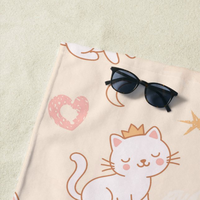 Süße Prinzessinnenkatze mit Krone  Strandtuch (Beispiel)