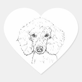 Süße Pudel-Hund-Illustration, handgezeichnet Herz-Aufkleber