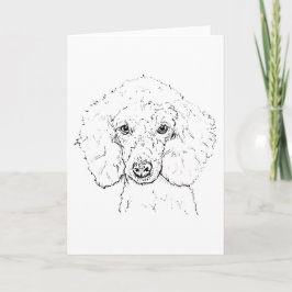 Süße Pudel-Hund-Illustration, handgezeichnet Karte