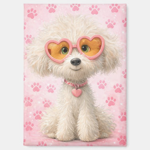 Süße Pudel mit rosa Pfotenabdrücken Tote Bag Magnet
