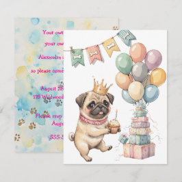 Süße Pug-Digital-Download-Party-Einladung Einladung