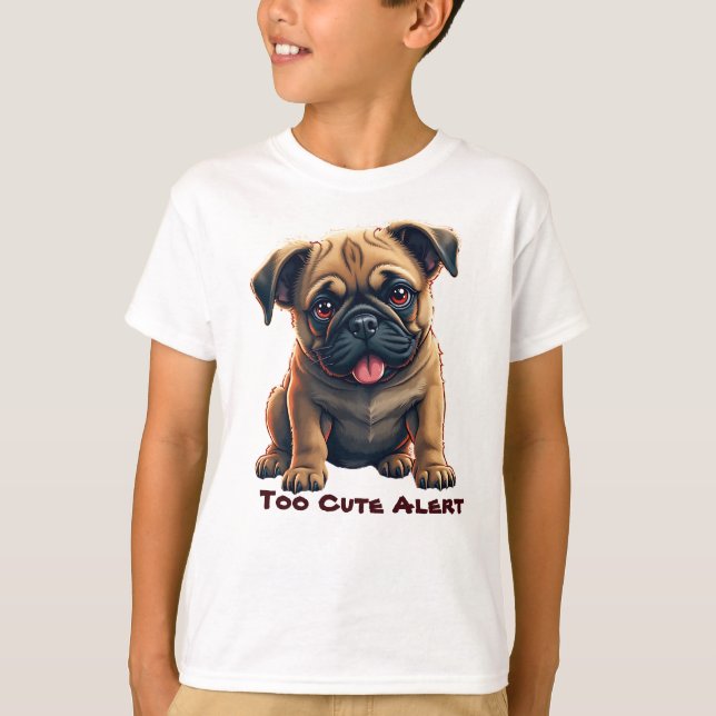 Süße Pug-Illustration T-Shirt (Vorderseite)